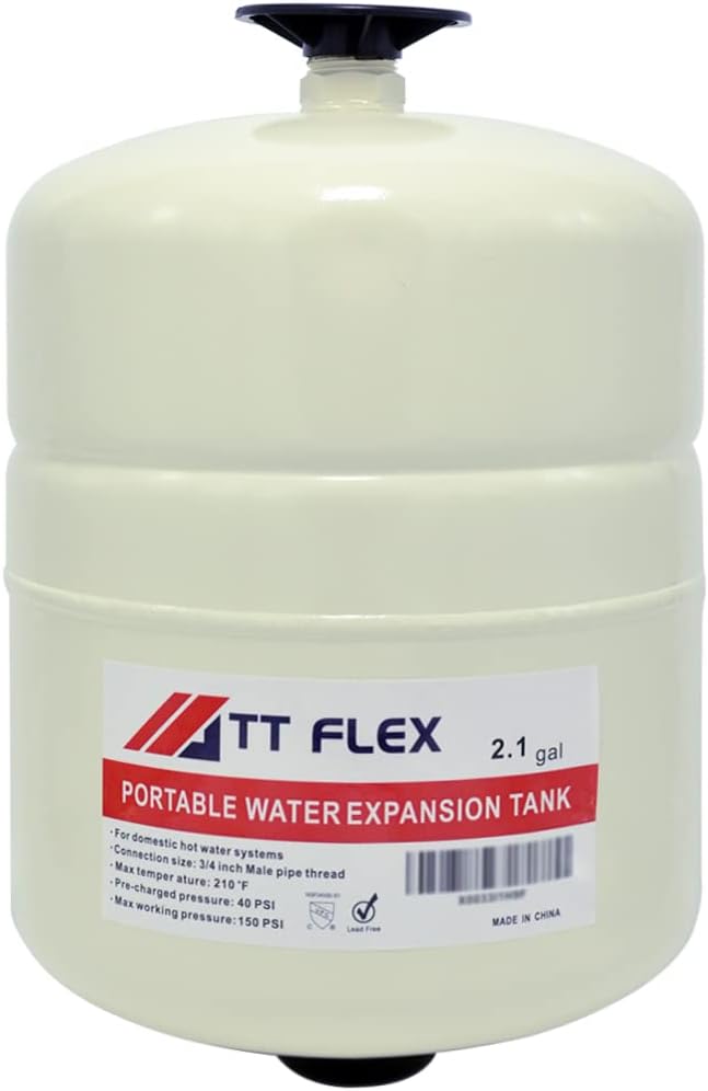 Potable Thermal Expansion Tank for Water Heater - 2.1 Gallon, 3/4 in MNPT Connection