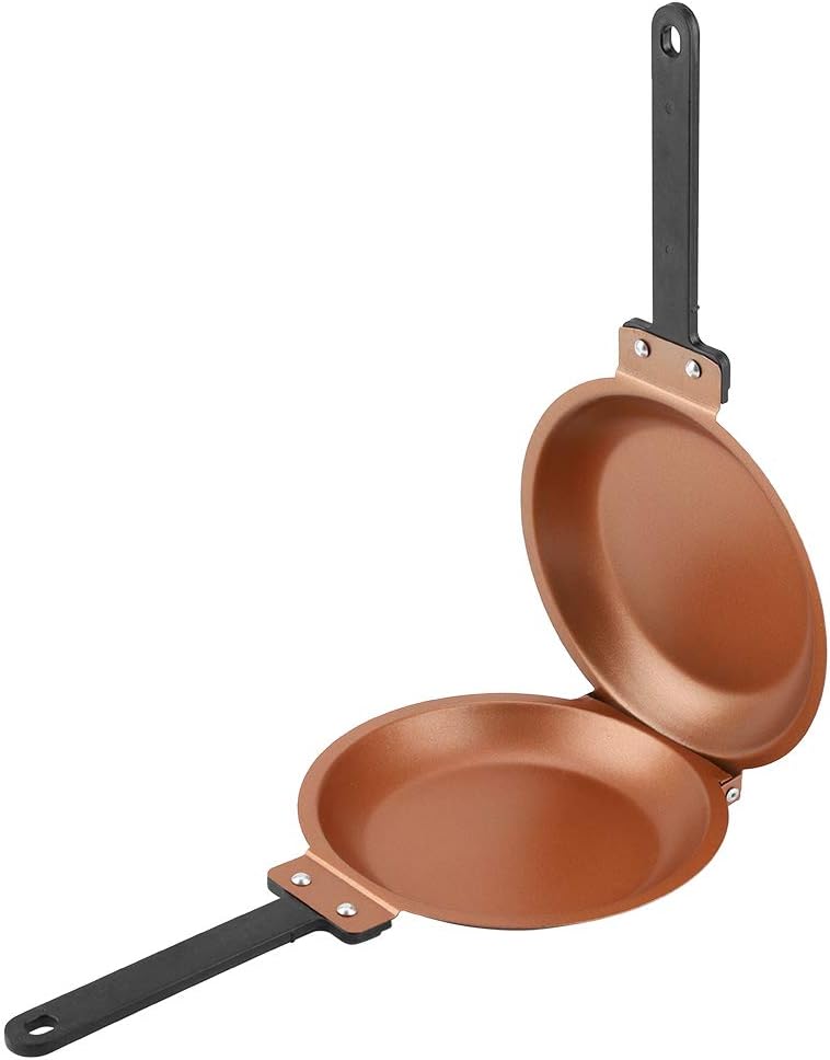 Pancake Maker, Dishwasher Safe Specialty Anthracite Nonstick Copper Double Pan Omelette Pan Flip Pan for Home Kitchen (Brown)
