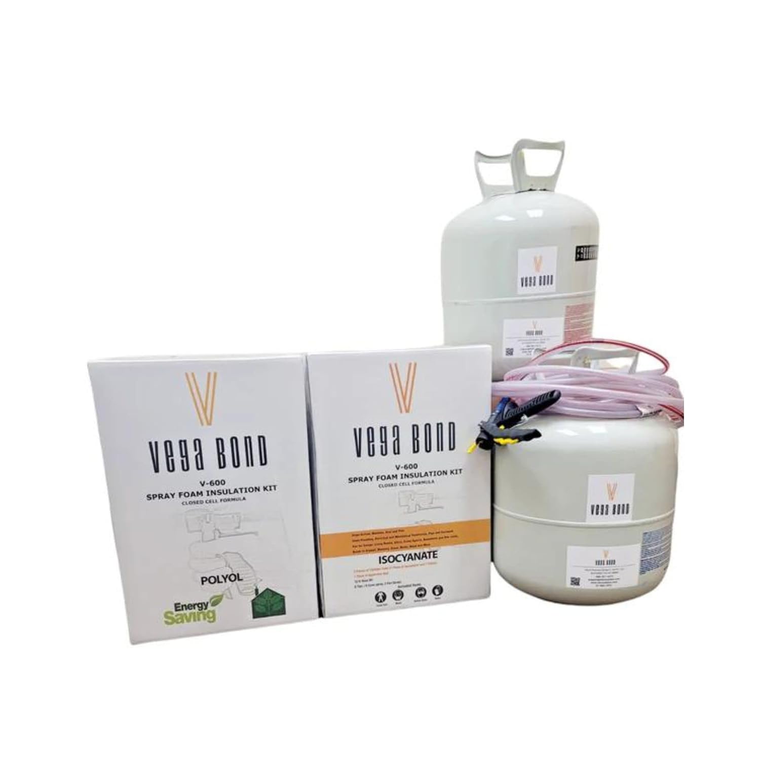 Vega Bond V600 Closed Cell Spray Foam Insulation Kit. 2 Part Foam Sealant 600BF,White
