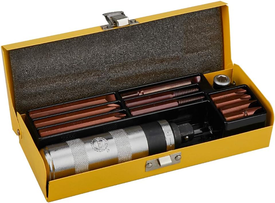 AKM 1/2" Hand Manual Reversible Impact Driver Set Extractor-12 PCS Impact Screwdriver S2 Steel Much More Durable Disengage Rusted Fasteners or Frozen Bolts