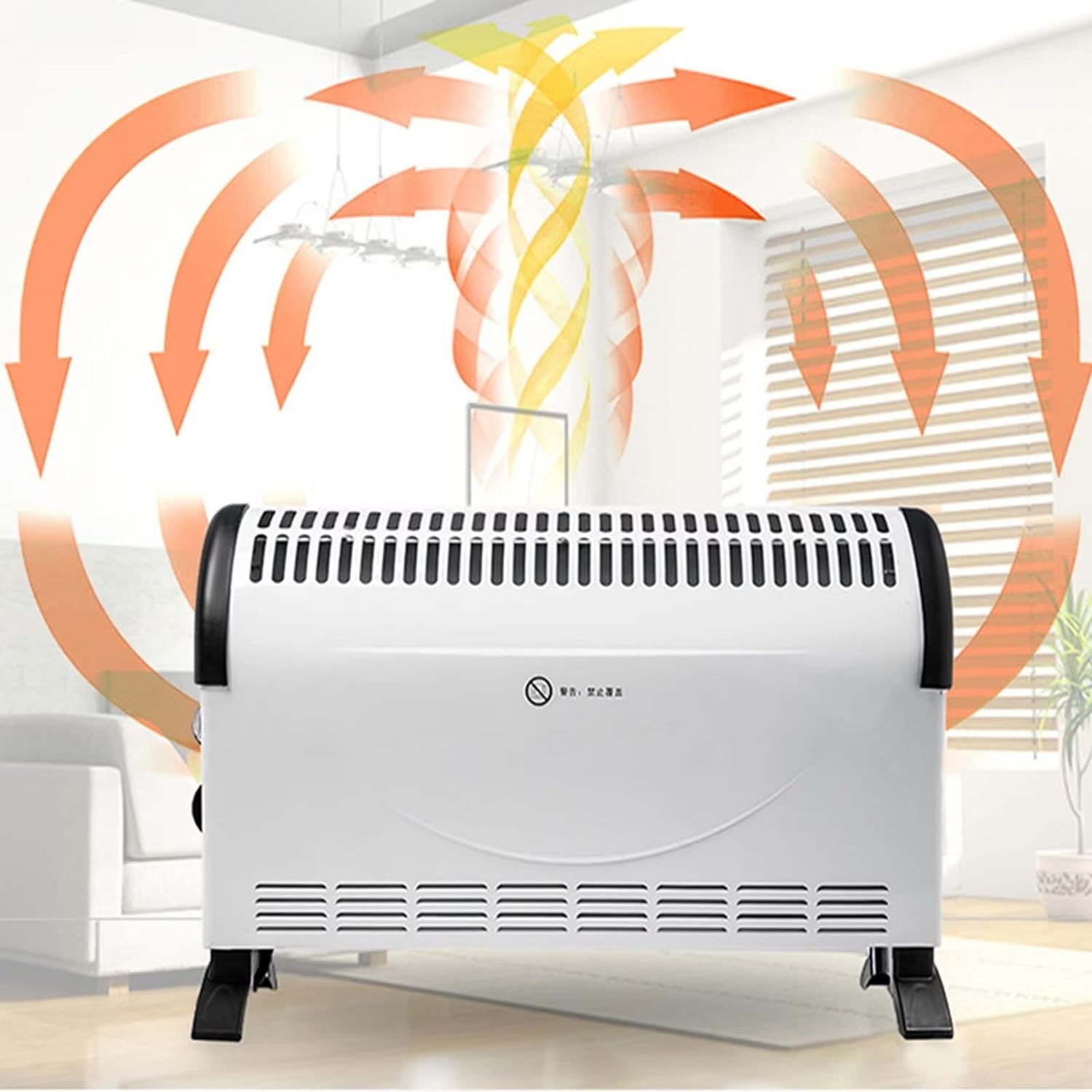Convector Heaters Free Standing Low Energy, Wall Mounted or Floor Standing, Electric Convector Radiator Heater - 3 Heat Settings with Adjustable Thermostat, Silent Heating Fan for Big Room