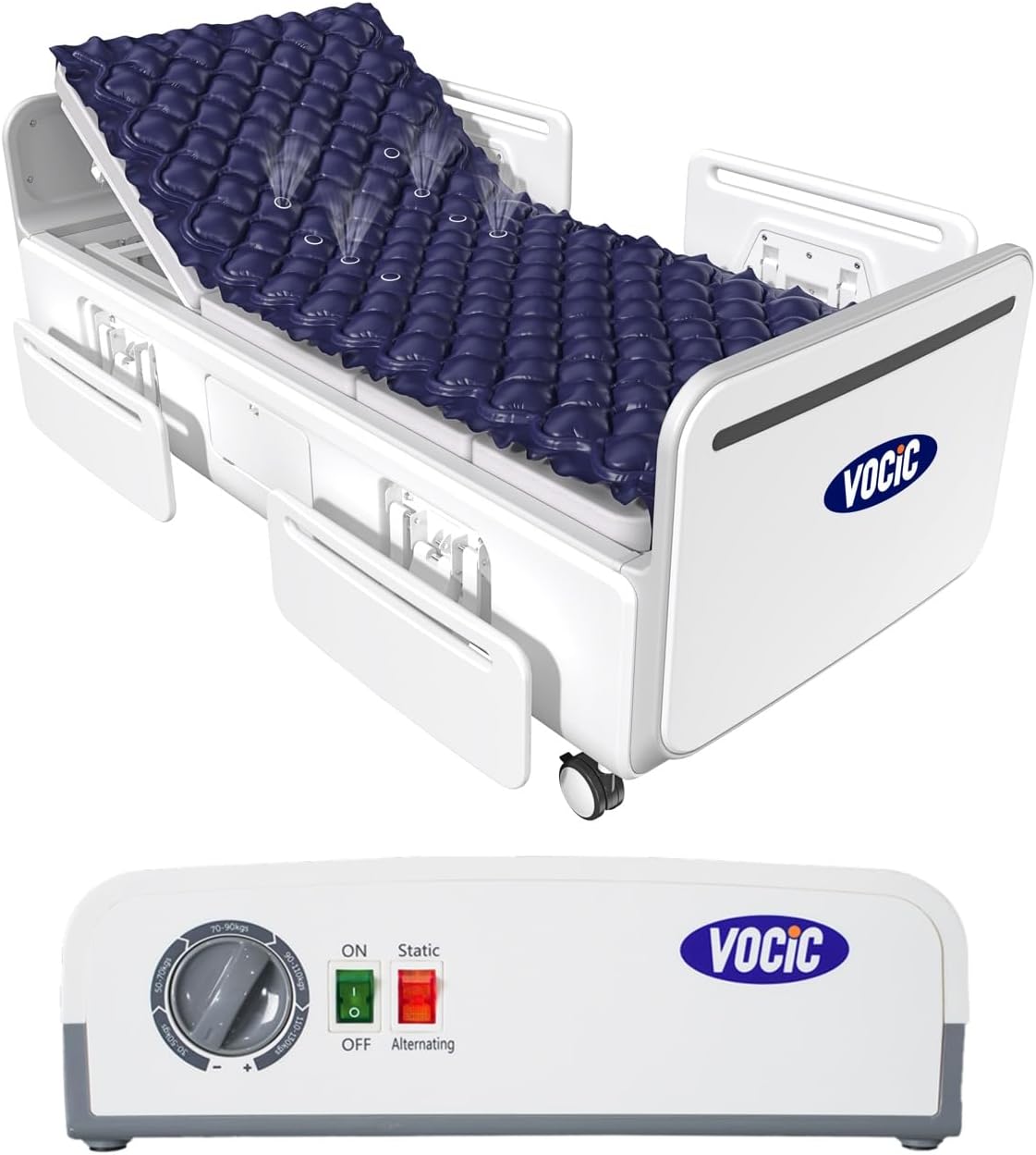 Alternating Air Pressure Mattress Pad-with Micro Air Holes & Sleep Mode-Bed Sore, Ulcer Prevention-Includes Hospital Bed Mattress Topper Sore Cushions & Ultra Quiet Pump-S34
