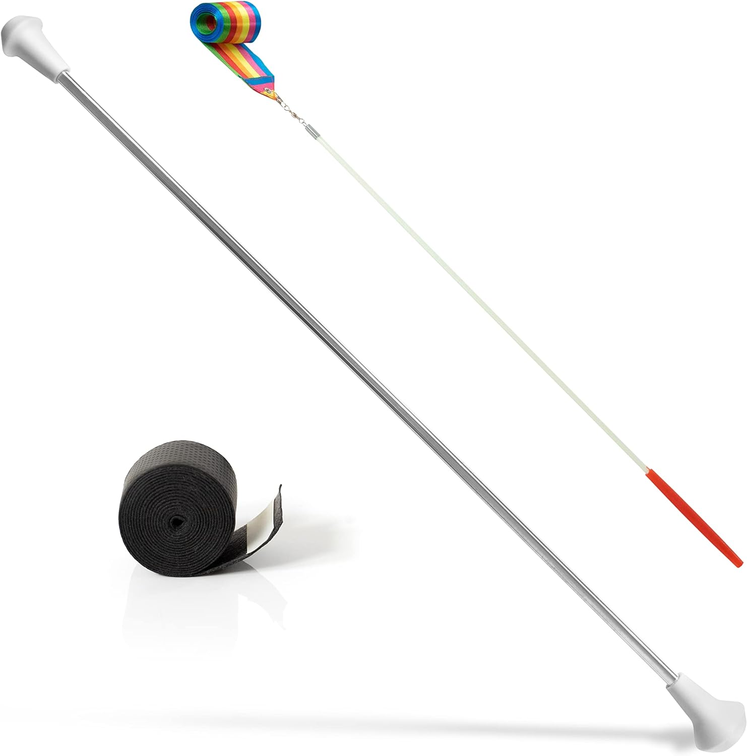 28 Inch Twirling Baton - Stainless Steel Shaft Rod for Lighter Feel Ideal for Beginners 15 years and older Complete with Dance Ribbon and Grip Tape