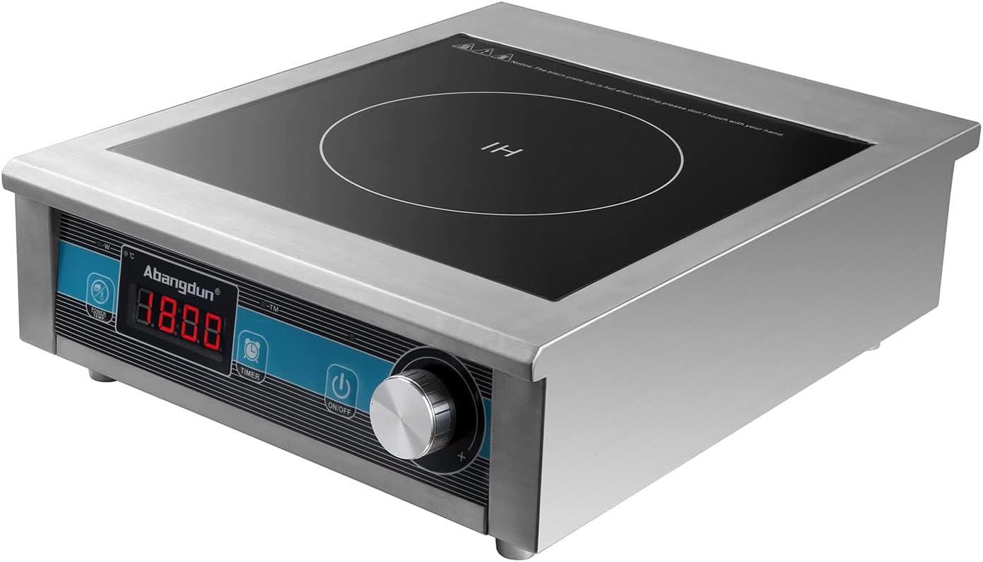 Commercial Grade Countertop Burner 1800 W /120V Commercial Induction Cooktop 9 Inch Heating Coil Hot Plate Portable Electric Stove for Cooking Abangdun