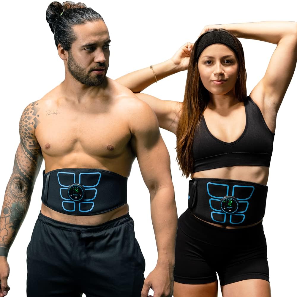 Ab Stimulator - Ab Belt Muscle Toner for Men, Women - Abs Machine - Electrical Stimulator System for Strengthening & Toning Core - Muscle Machine Workout Equipment - Home Gym Accessory Black