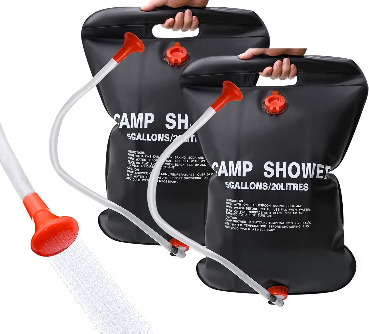 Solar Shower Bag, 1/2/4 Pack 5 Gallons/20L Camping Shower Bag, Portable Shower Bag with Removable Hose and On-Off Switchable Shower Head for Camping Beach Swimming Outdoor Traveling
