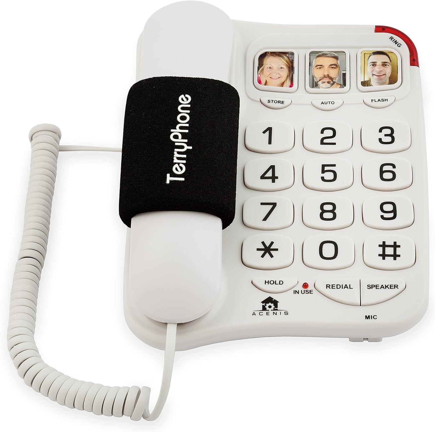 Big Button Phone for Seniors - Corded Landline Telephone - One-Touch Dialling for Visually Impaired - Amplified Ringer with Loud Speaker for Hearing Impaired, Ergonomic Non-Slip Grip