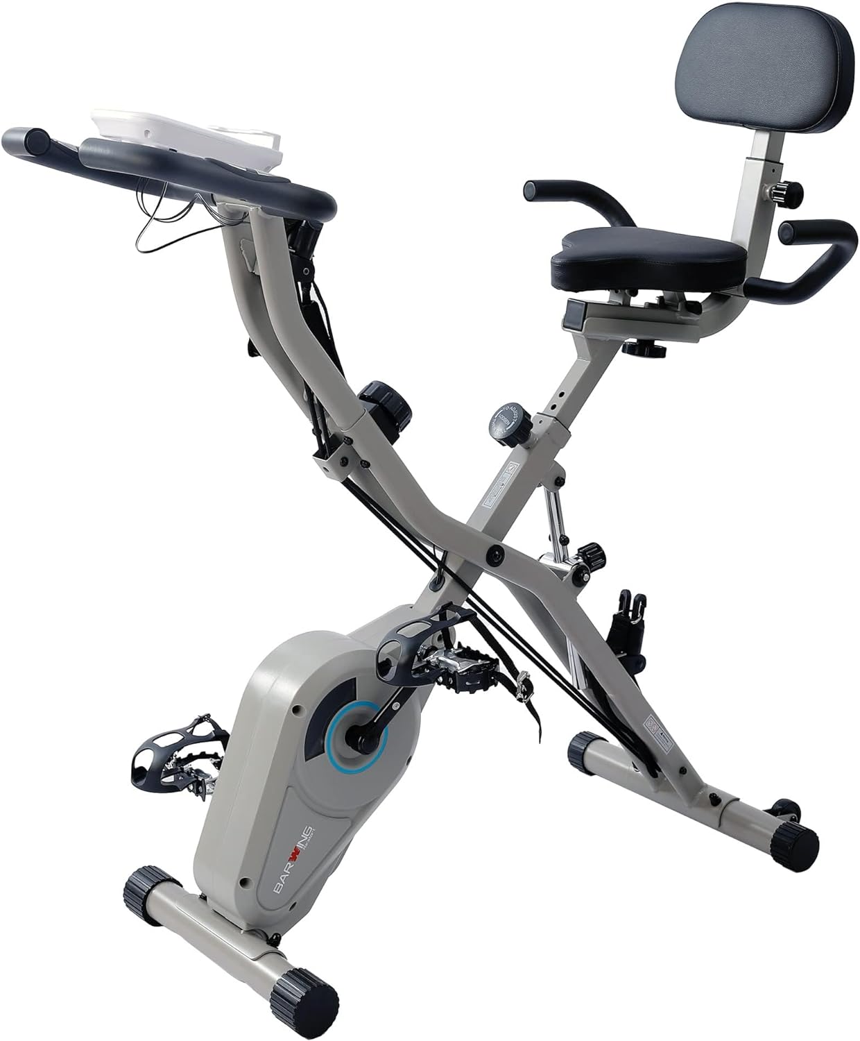 Stationary Exercise Bike for Home Workout, 4 IN 1 Foldable Indoor Cycling Bike for Seniors, 330LB Capacity, 16-Level Magnetic Resistance, Seat Backrest Adjustments