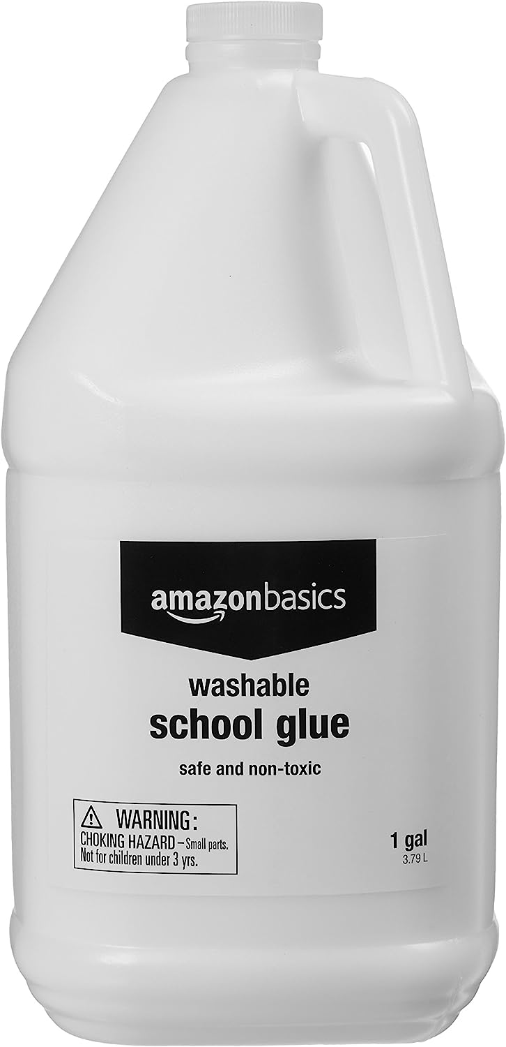 Amazon Basics All Purpose Washable School White Liquid Glue - Great for Making Slime, Single Pack , 1 gallon