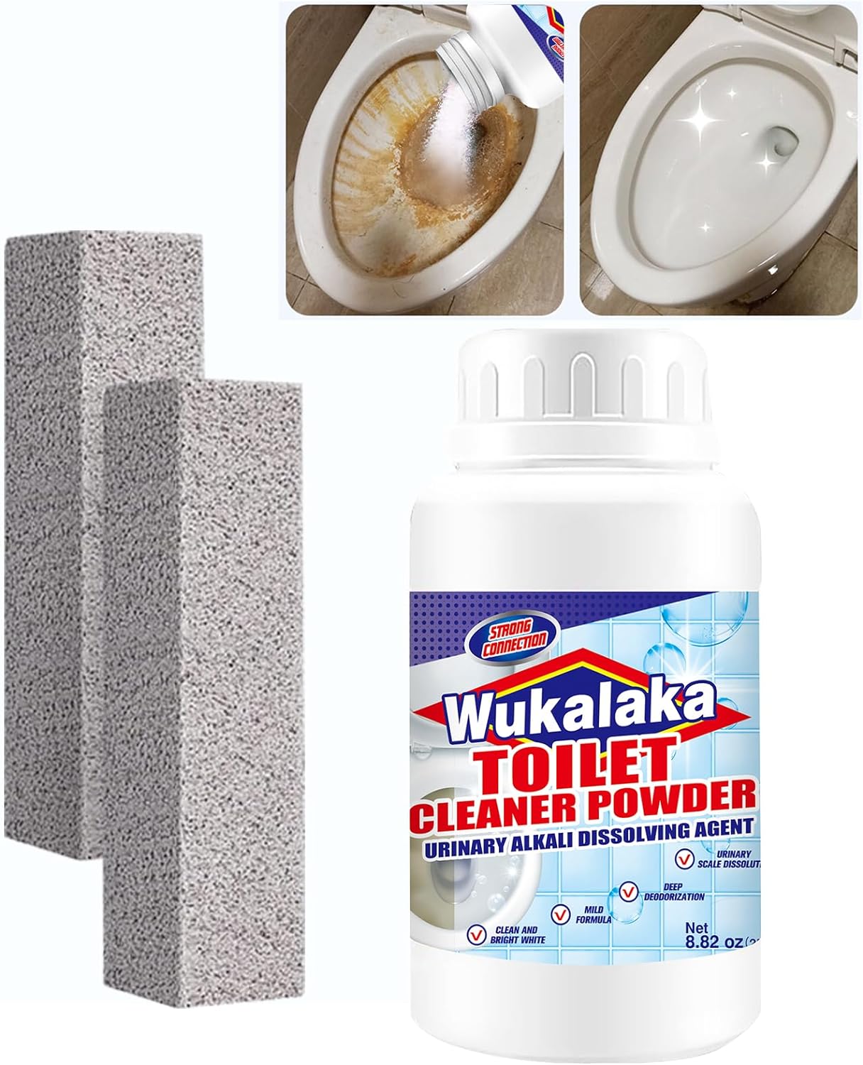 Pumice Stone for Toilet Cleaning Bowl Stick, Pumice Stone Toilet Bowl Clean Brush, Powerfully Cleans Hard Water Rings, Calcium Buildup and Stains, Suitable for Cleaning Toilet, Bathroom