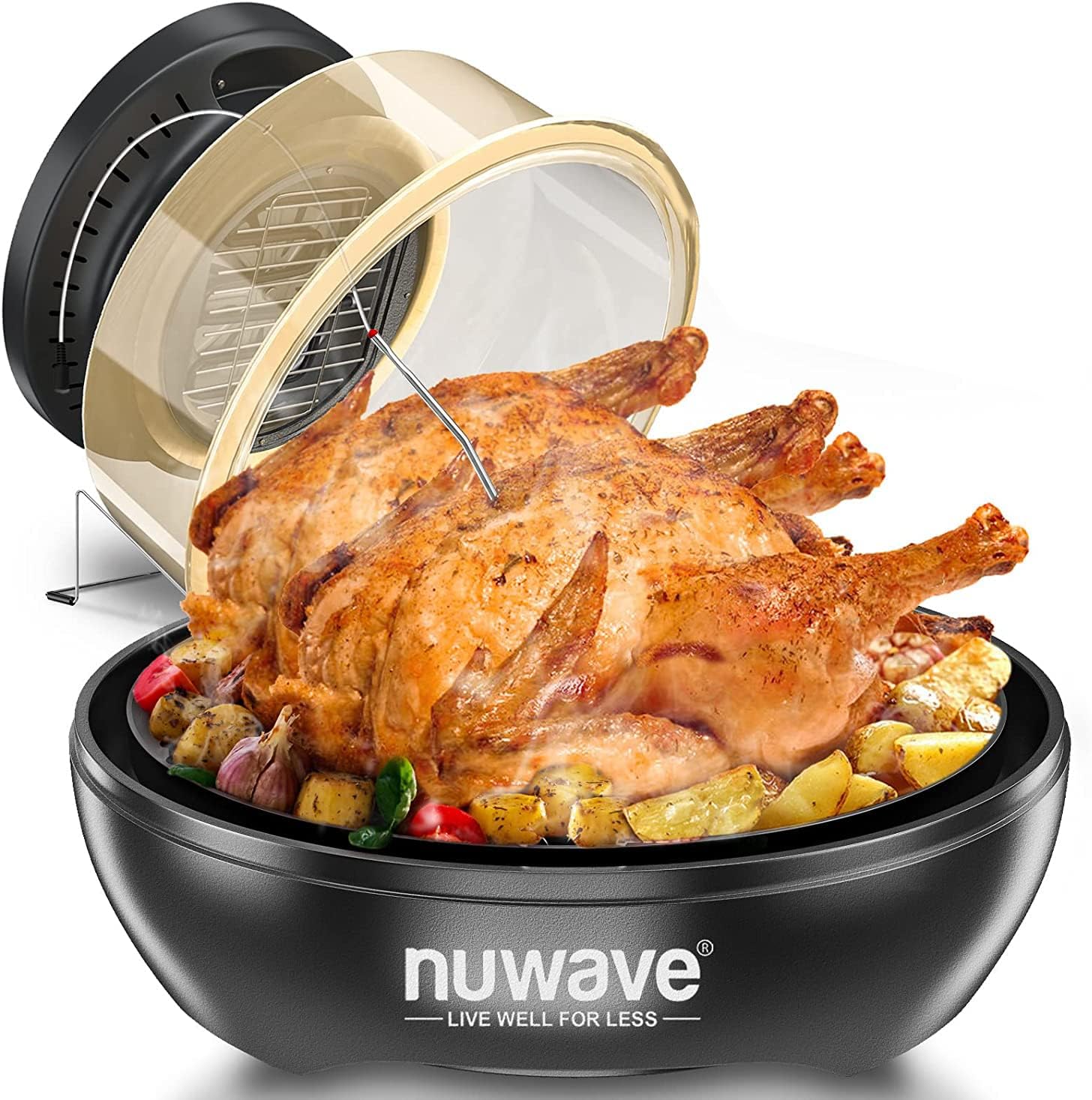 Nuwave Primo Air Fryer Toaster Oven New & Improved 2023, Countertop Toaster Oven Convection Top & Grill Bottom for Surround Cooking, Cook Frozen or Fresh, Broil, Bake