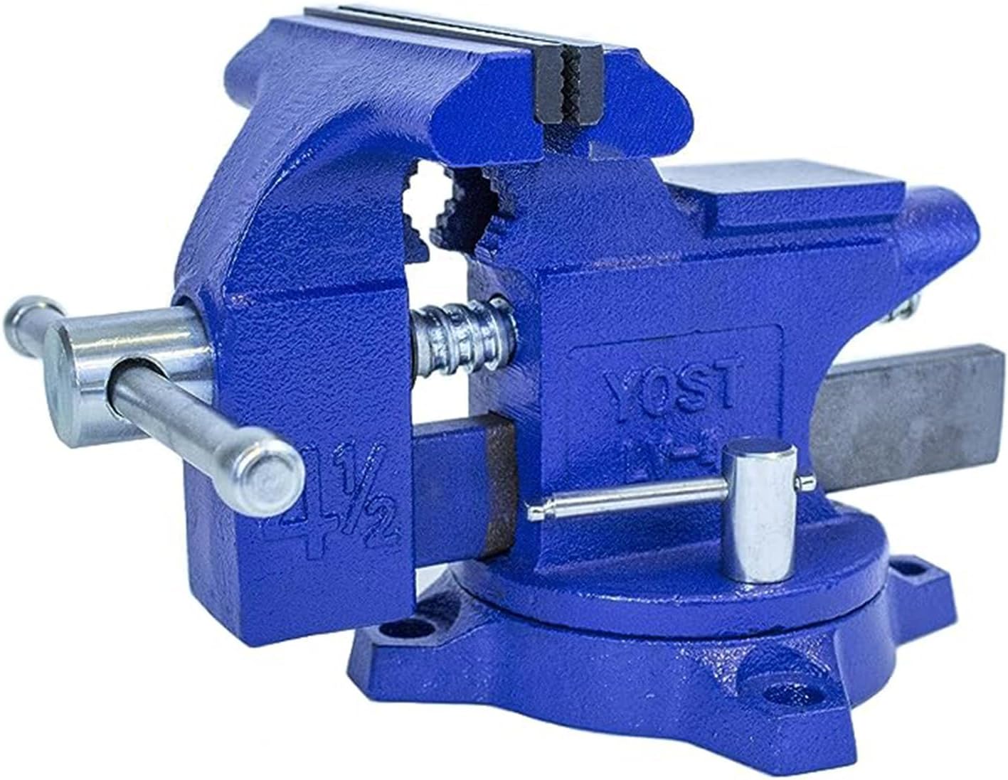 Yost Vises LV-4 Homeowner's Vise | 4.5 Inch Jaw Width with a 3 Inch Jaw Opening Home Vise | Secure Grip with Swivel Base | Blue