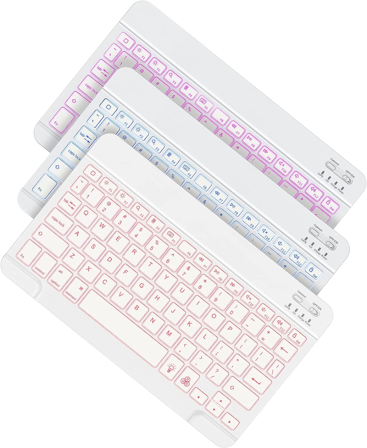 OMOTON Bluetooth Keyboard, Wireless Rechargeable Keyboard for iPad, iPad Pro, iPad Mini, iPad Air with Illuminated LED (White)