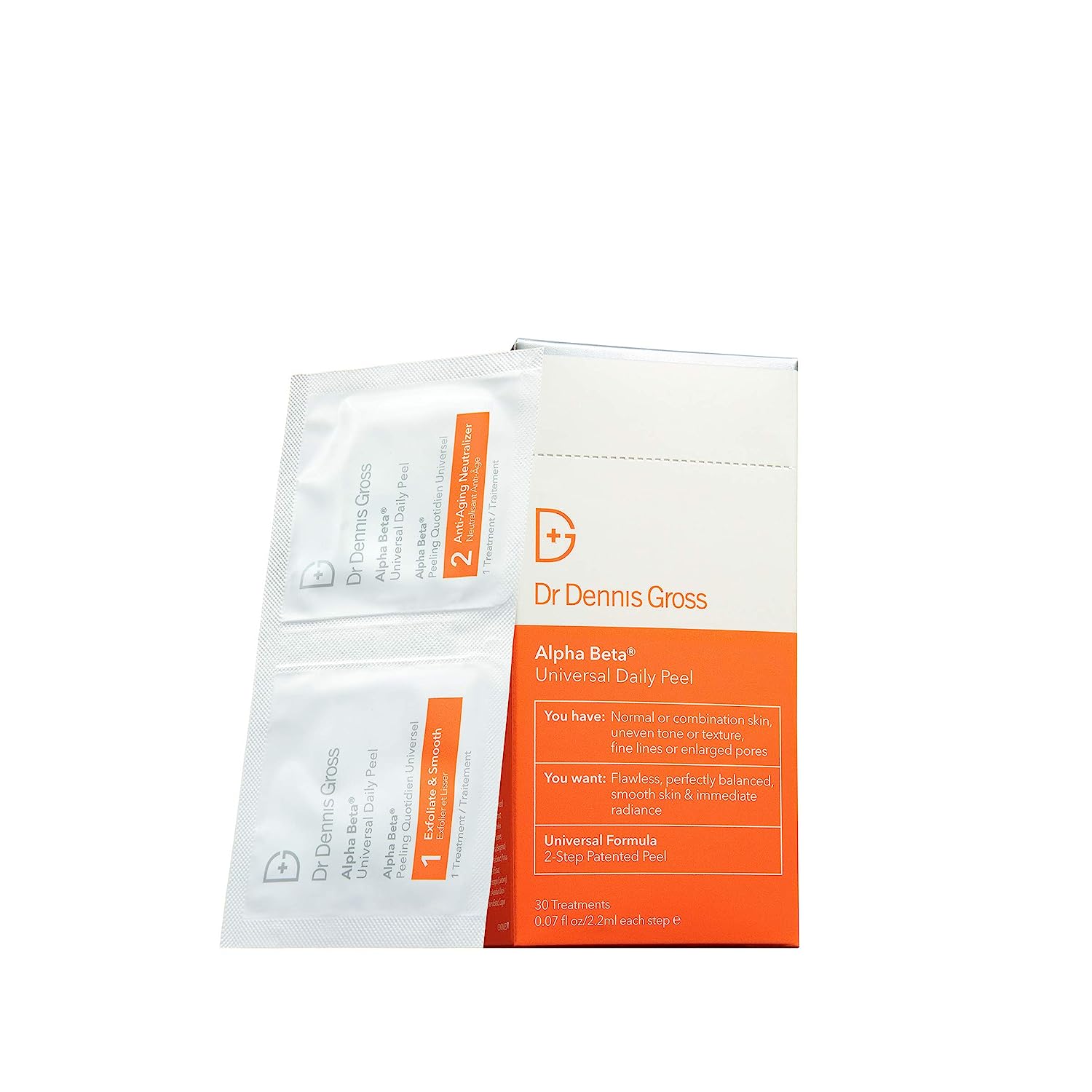 Dr. Dennis Gross Alpha Beta Universal Daily Peel: for Uneven Tone or Texture and Fine Lines or Enlarged Pores, (30 Treatments)