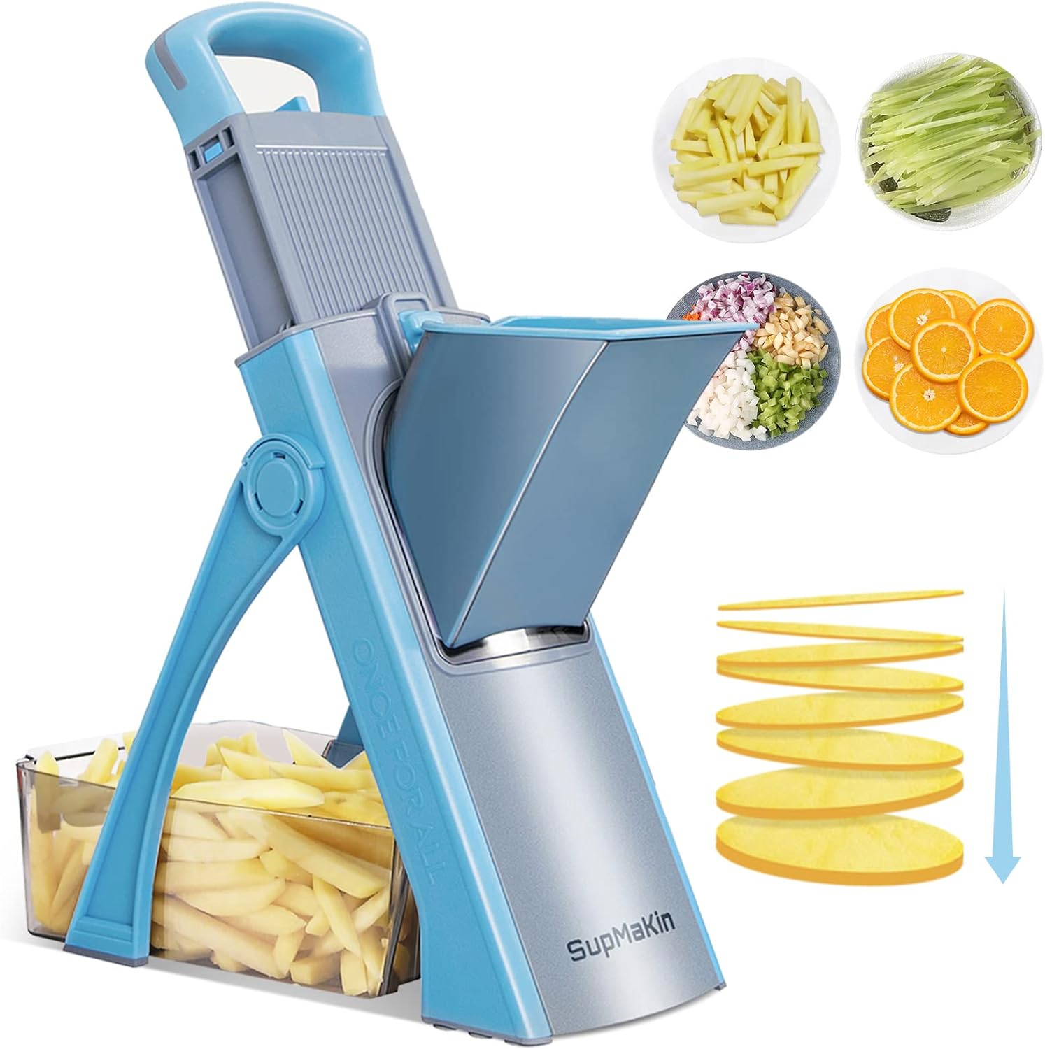 SUPMAKIN Upgrade Safe Mandoline Slicer, Adjustable Vegetable Chopper Potato Slicer, French Fry Cutter Ktichen Chopping Artifact MotherDay Gift