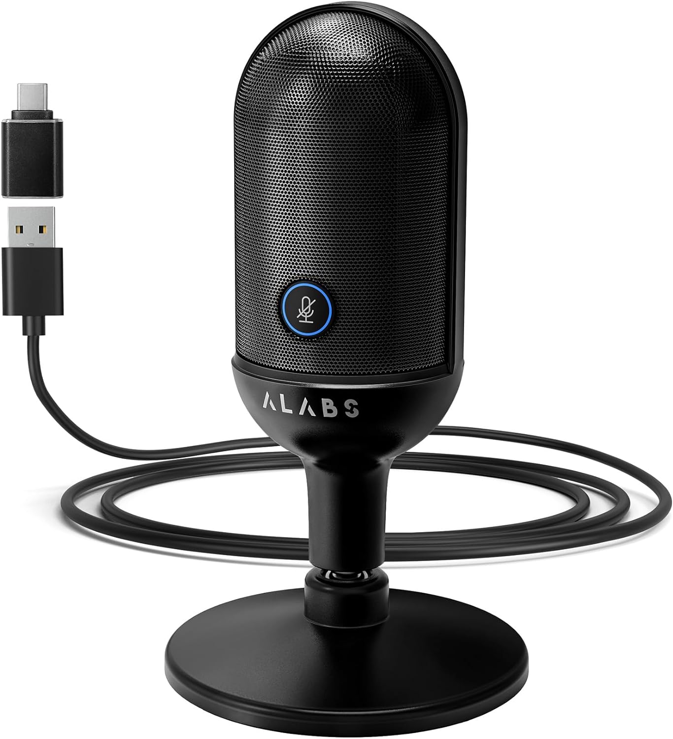 USB Microphone,Condenser Podcast Microphone for Computer,Mac,Smartphone,Plug&Play Gaming Mic with LED Quick Mute,1/8" Headphone Monitor Jack,for Recording,Singing,YouTube,Tiktok