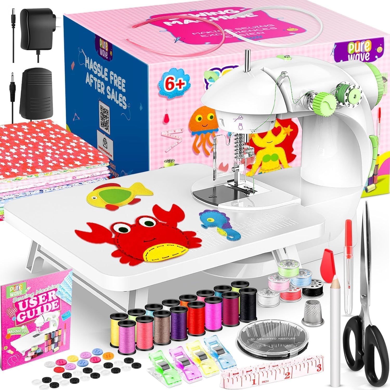 Mini Sewing Machine with 118 Pcs Sewing Kit for Beginners, Dual Speed Portable Sewing Machine with Light and Finger Guard, Electric Sewing Machine Suitable for Household, Travel