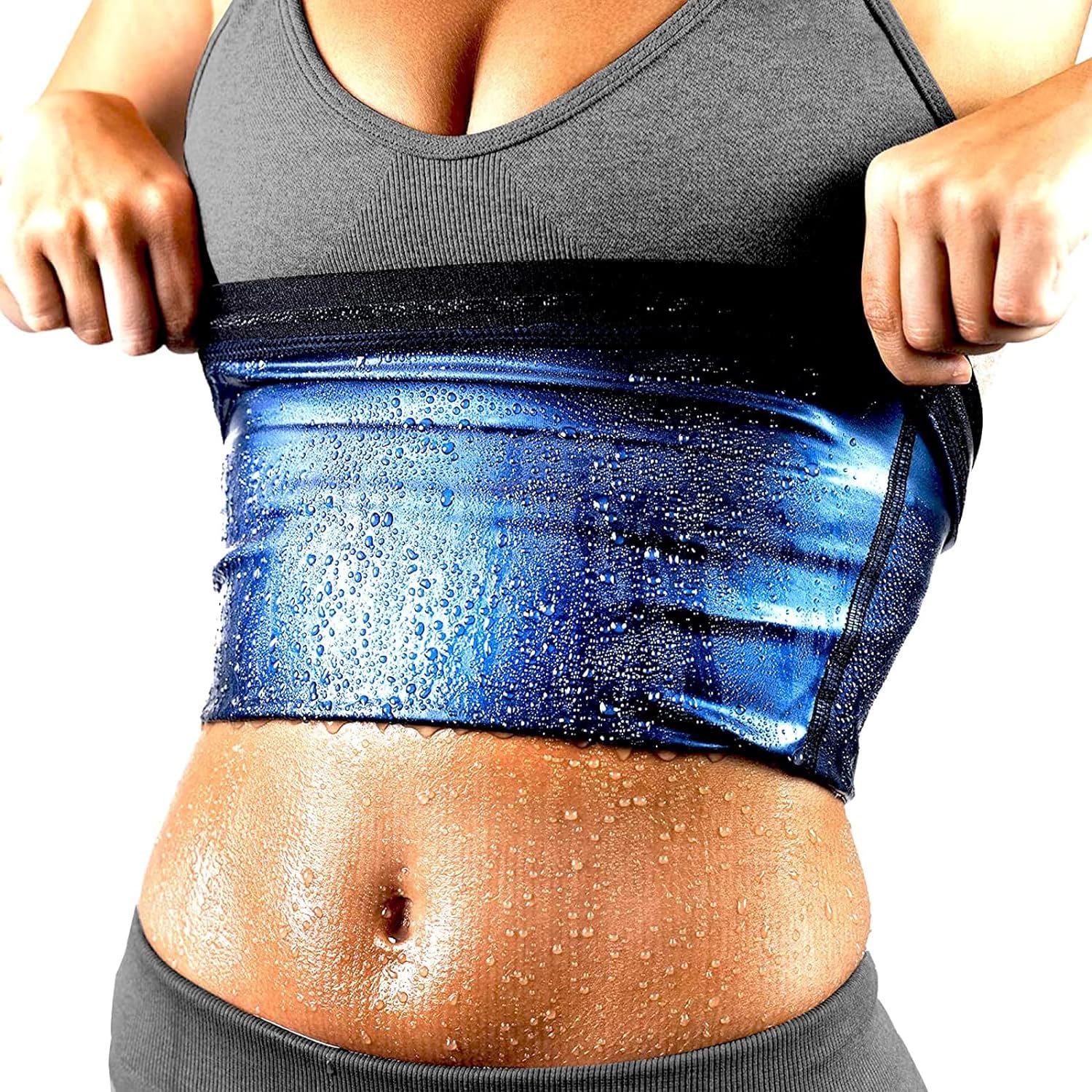 BODYSUNER Waist Trainer Trimmer Sweat Belt Band for Women Lower Belly Fat Sauna Slimming Belt Suit Workout