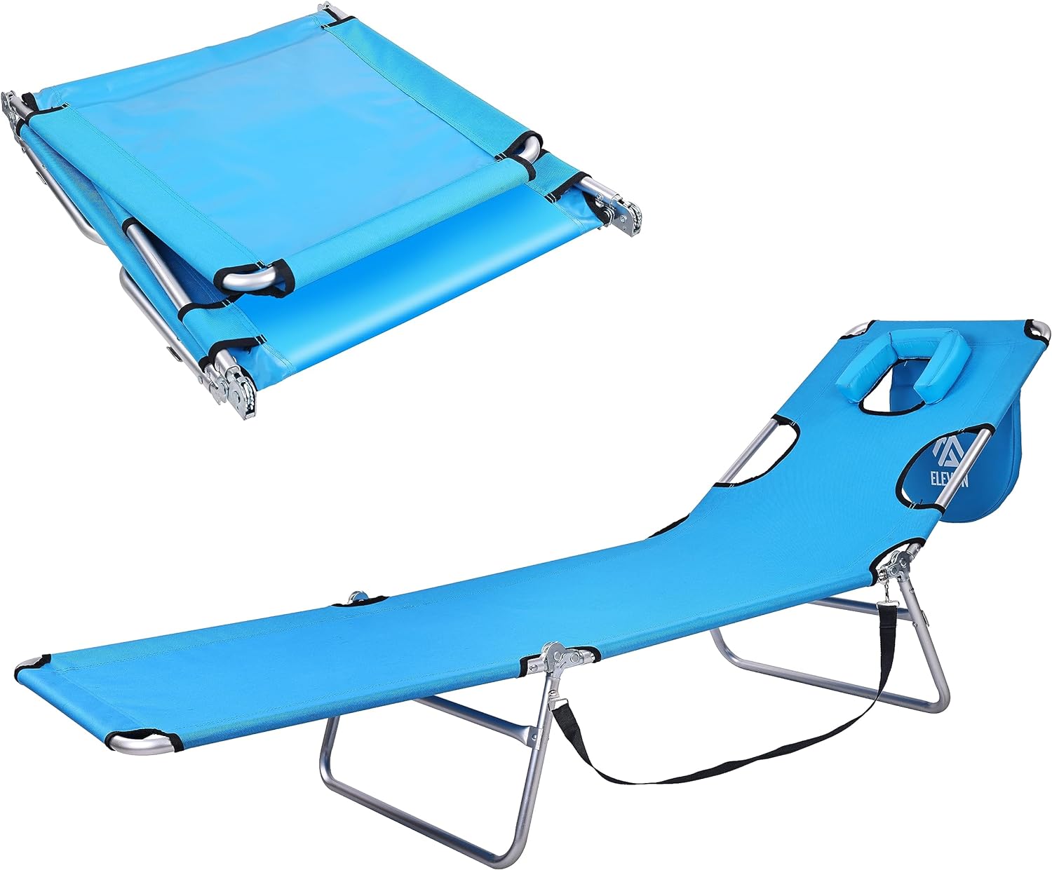Foldable Lightweight Tanning Chaise Lounge Chair with Face and Arm Holes, Blue